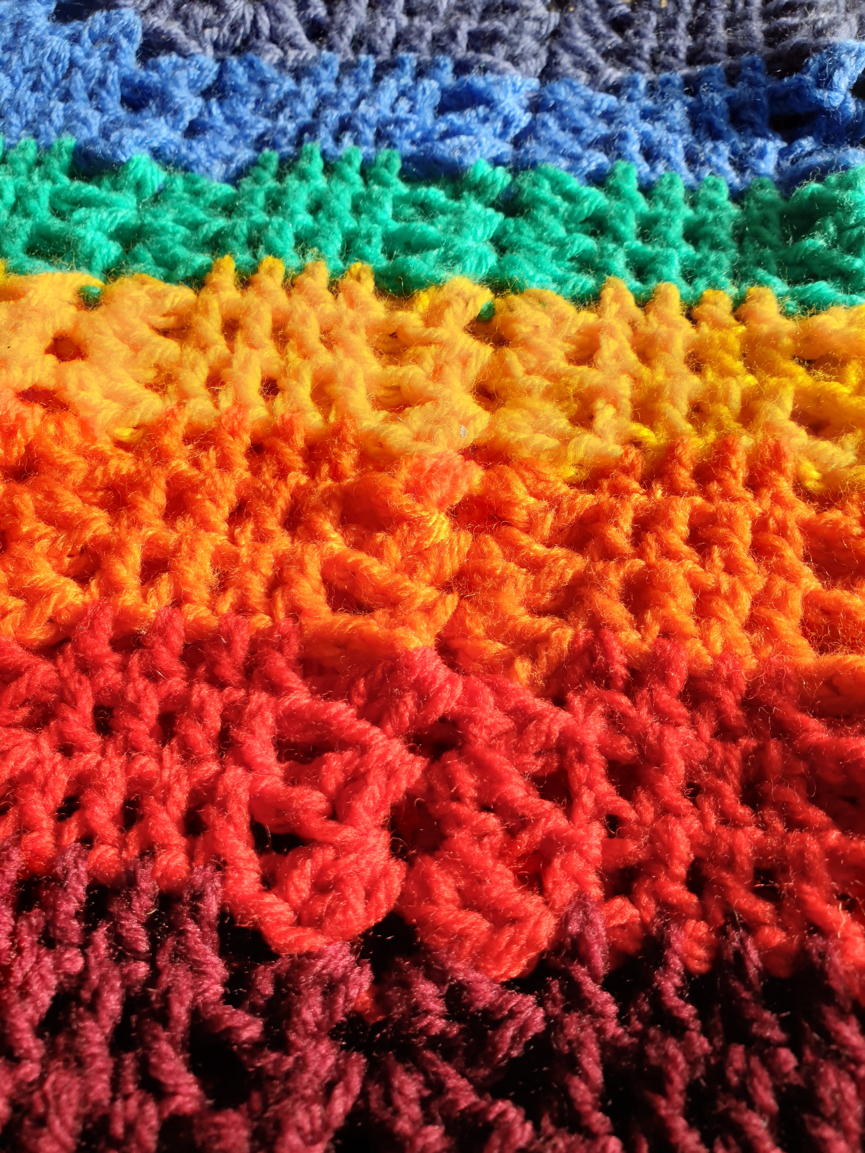 Vintage Hand Crocheted Rainbow Poncho