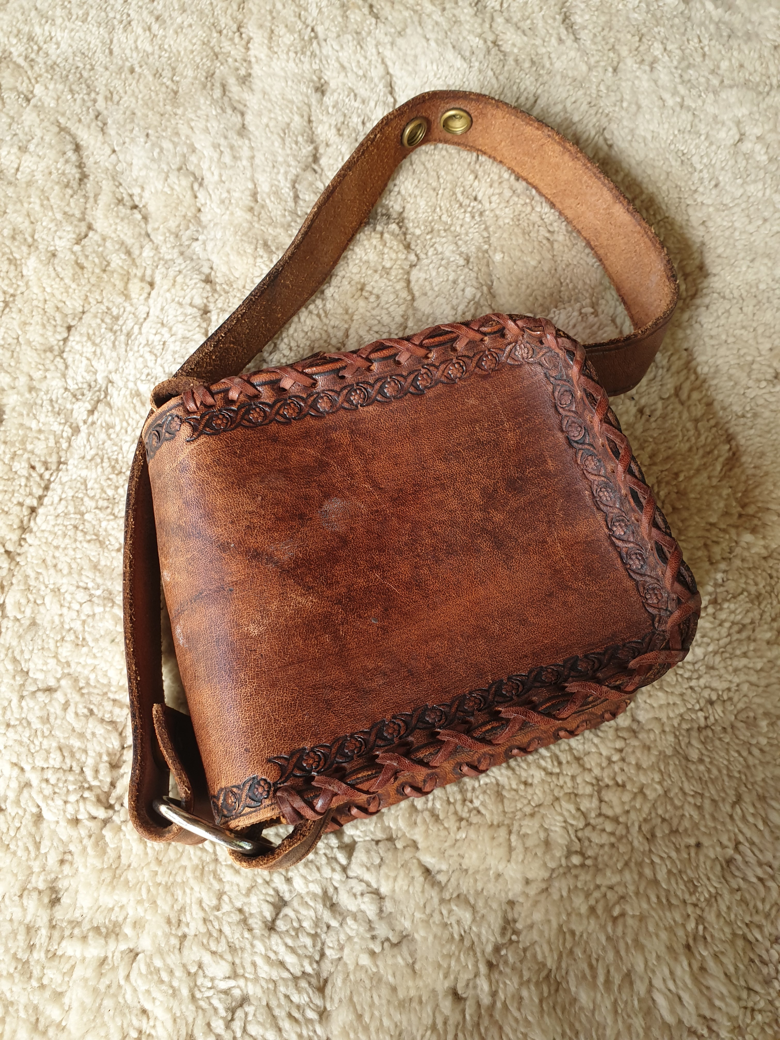 Vintage Tooled Leather Mini Bag