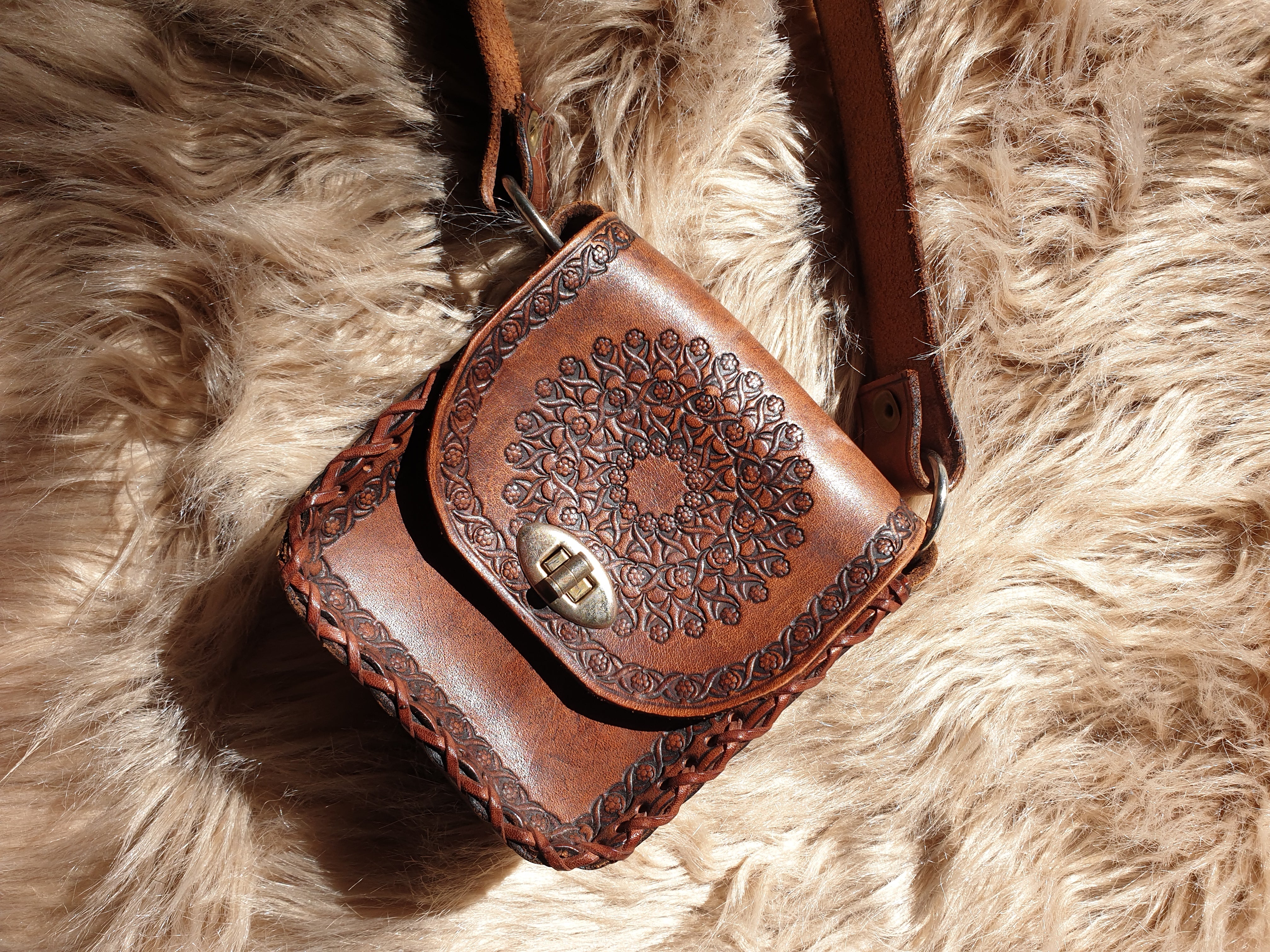 Vintage Tooled Leather Mini Bag