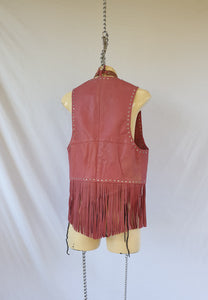 'Sweet Cherry Pie' Pink Leather Fringe Vest
