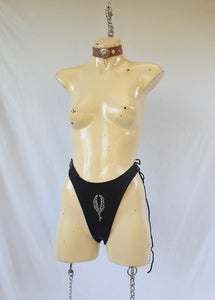 'Black Rose' Leather Thong