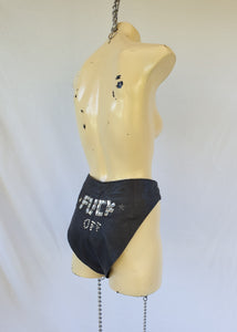 'Fuck Off' Leather Booty Shorts