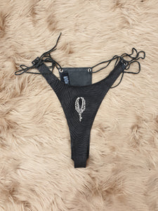 'Black Rose' Leather Thong