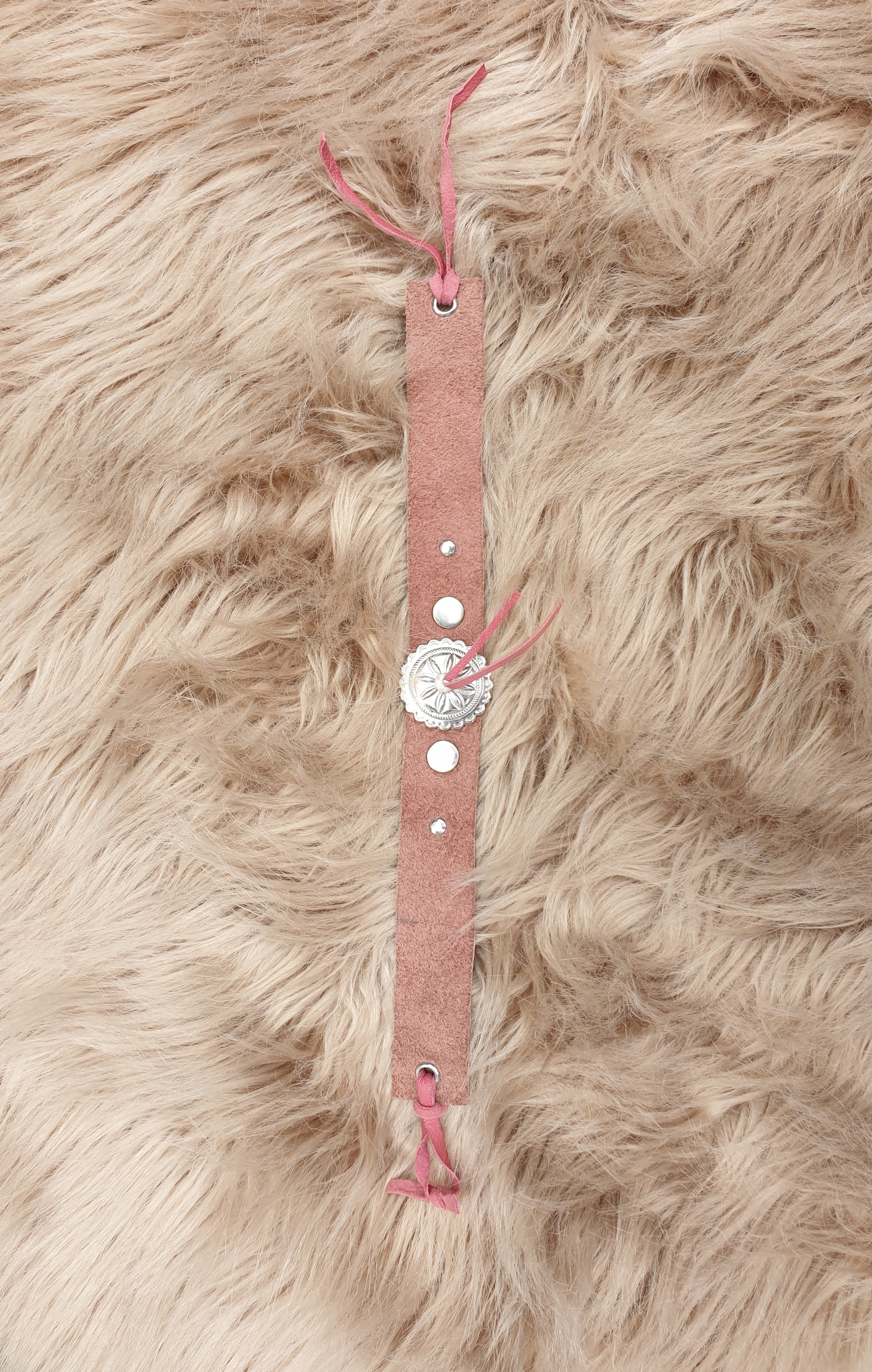 'Candy' Pink Leather Concho Choker