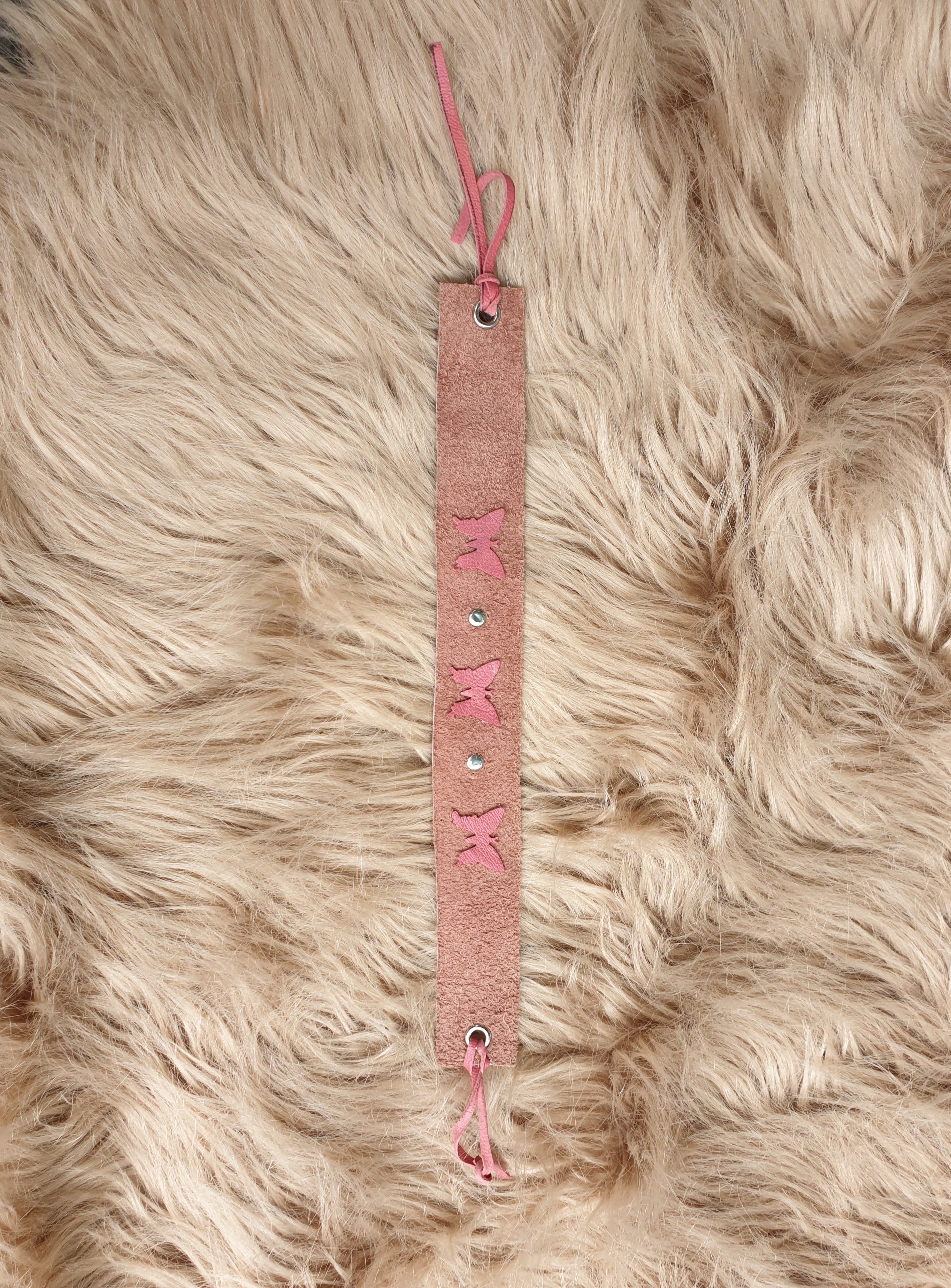 'Butterfly' Pink Leather Butterfly Choker