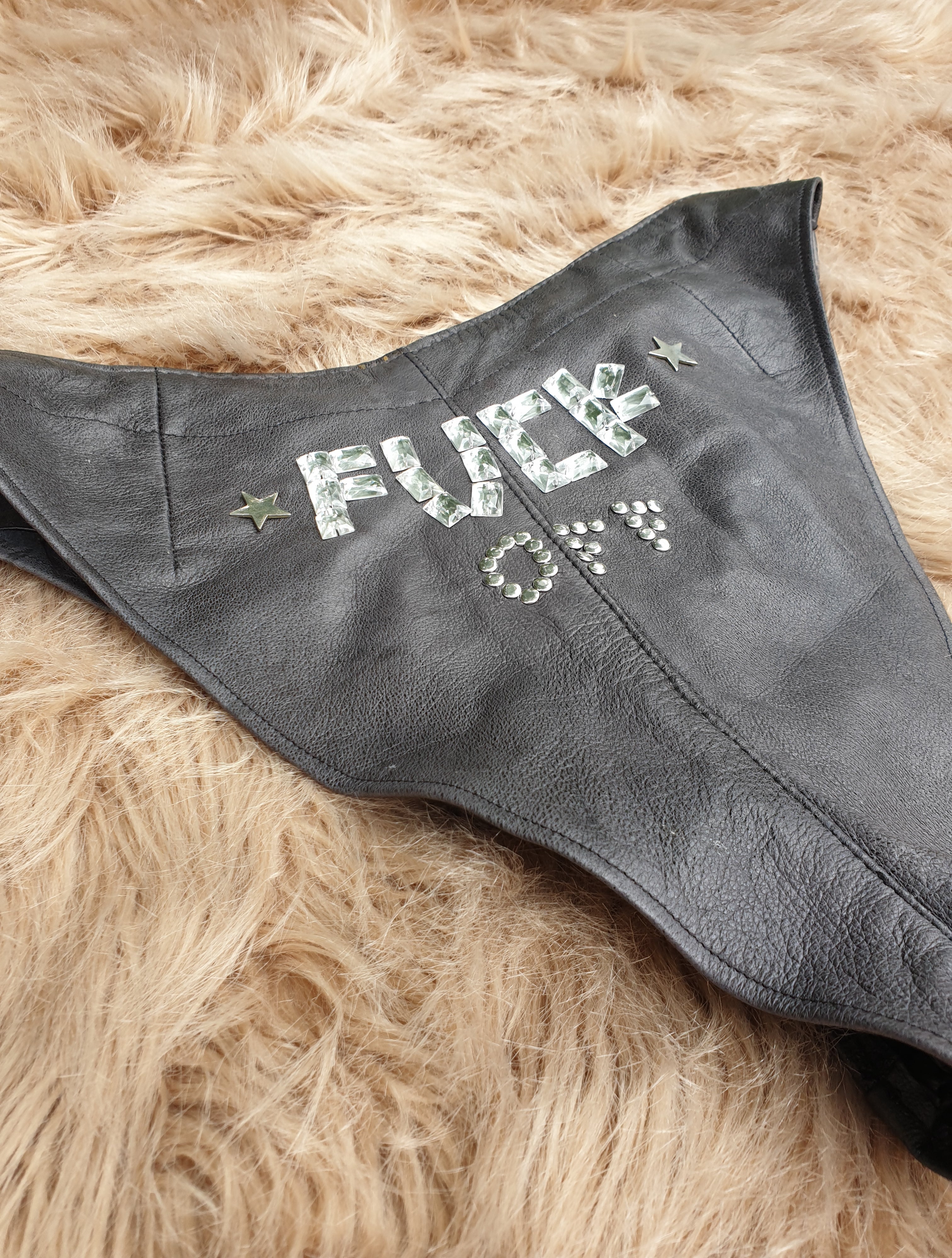 'Fuck Off' Leather Booty Shorts