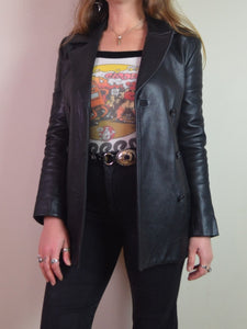 Vintage 90s Double Breasted Leather Jacket