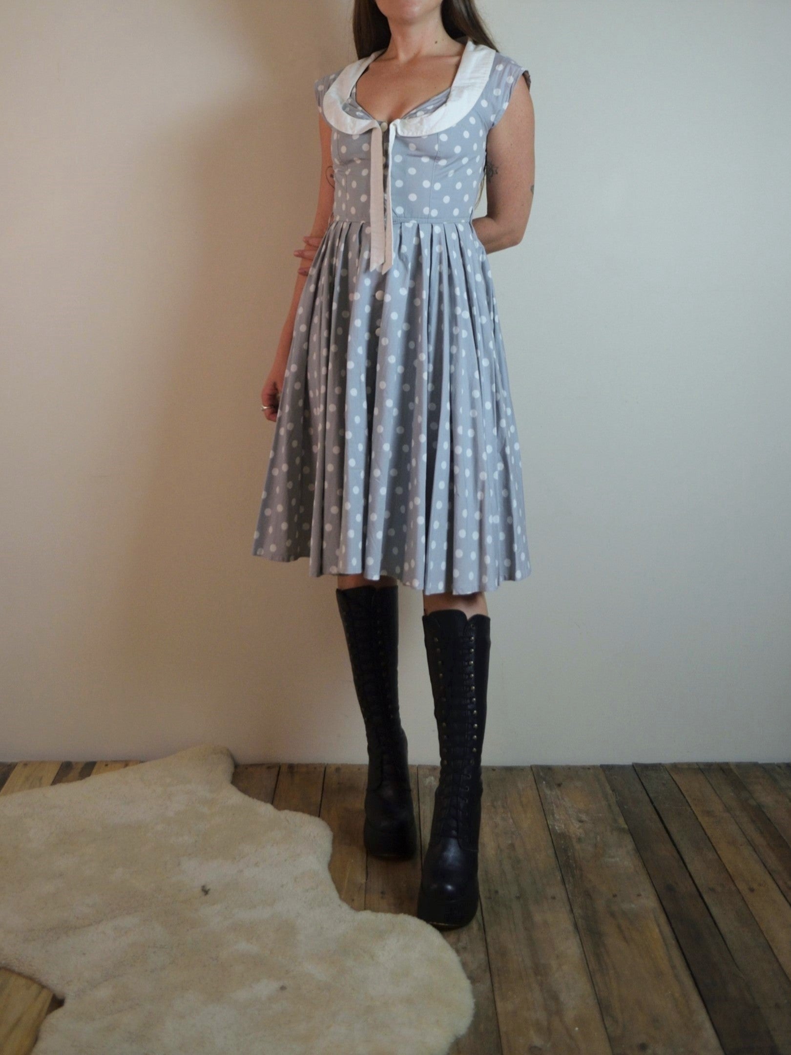 Vintage 60s polka dot midi dress