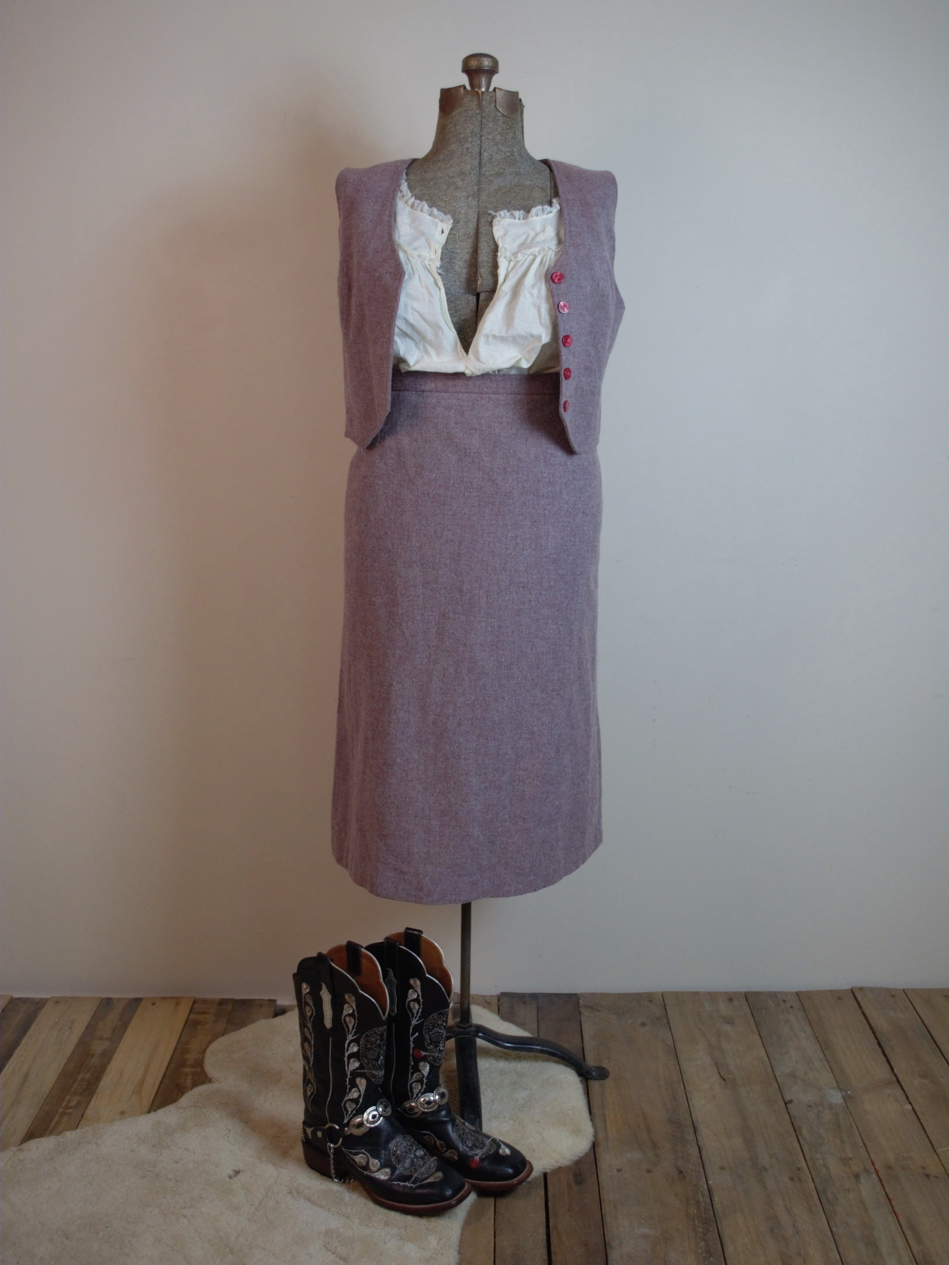 Vintage 70s 2-PC Skirt & Vest Set