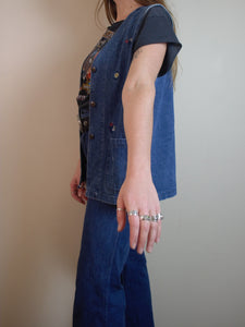 Vintage 90s Embroidered Denim Vest