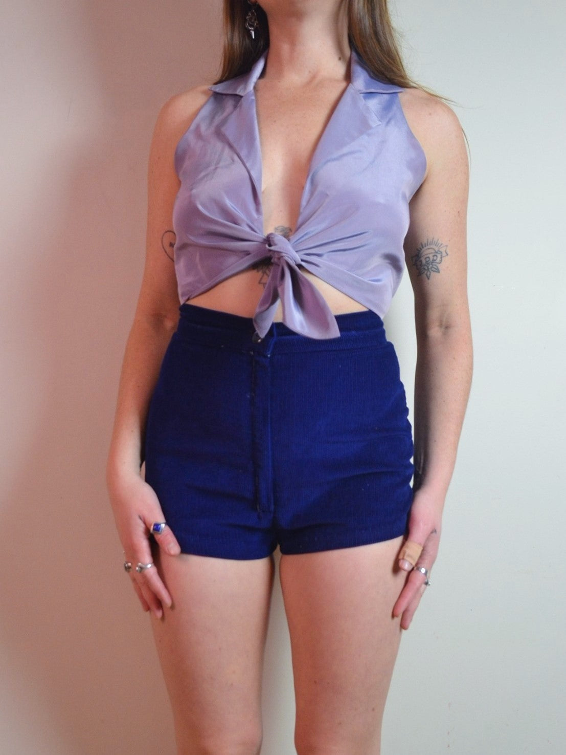 Vintage 80s Tie Front Crop Top