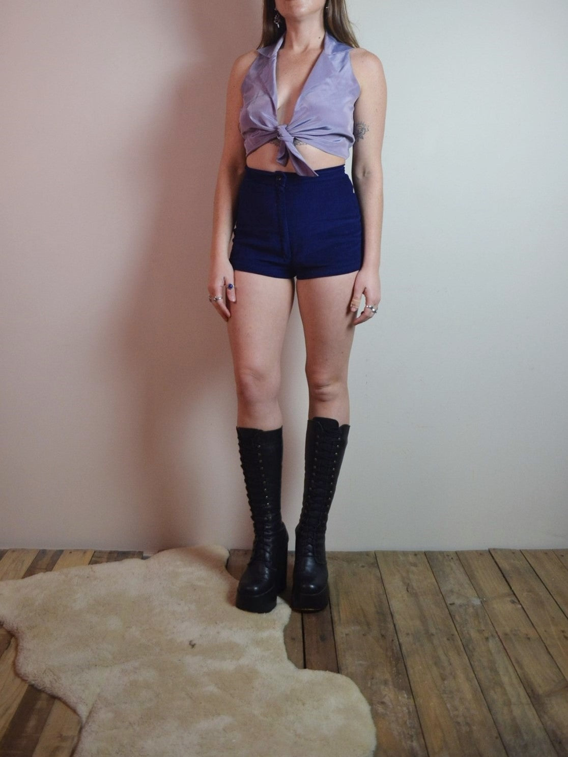 Vintage 80s Tie Front Crop Top