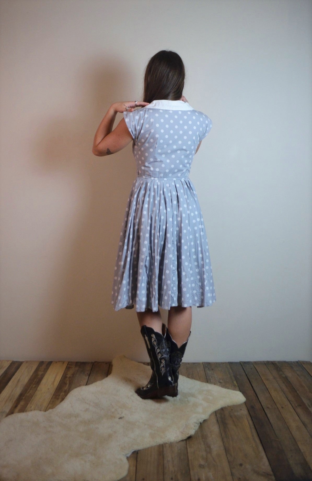 Vintage 60s polka dot midi dress